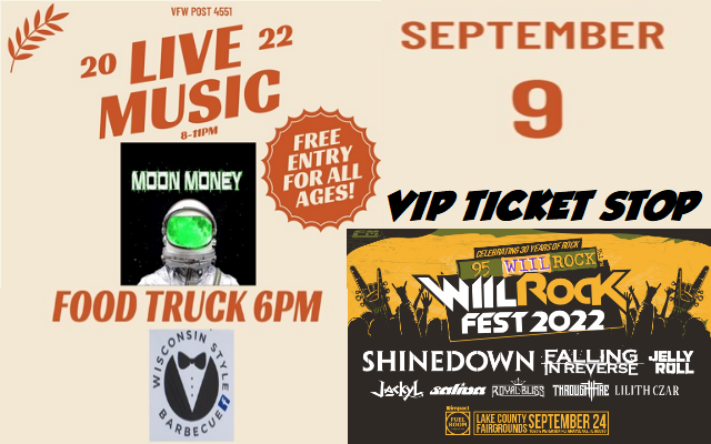 <h1 class="tribe-events-single-event-title">Antioch VFW End of Summer Bash and WIIL ROCK FEST VIP Ticket Stop</h1>